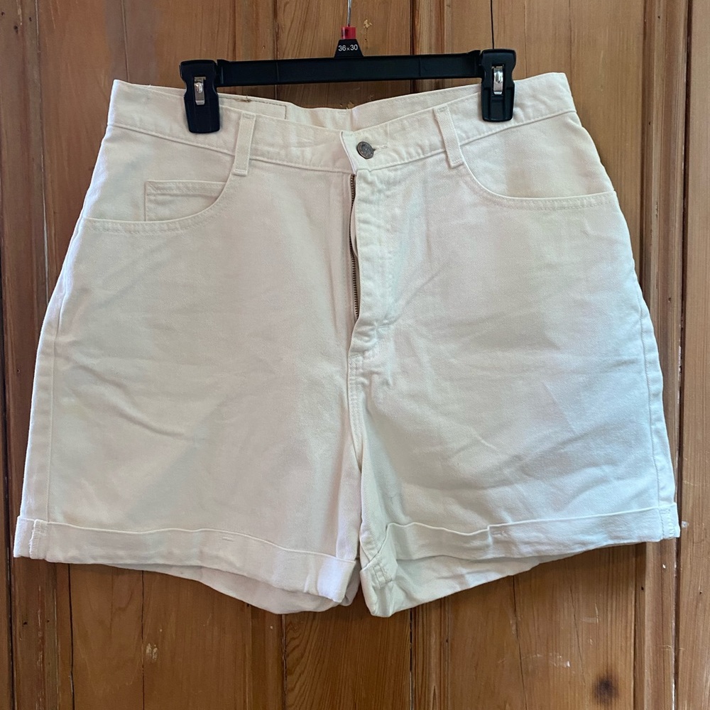 Vintage Mom Jean Shorts, Riders, cuffed, White, denim shorts